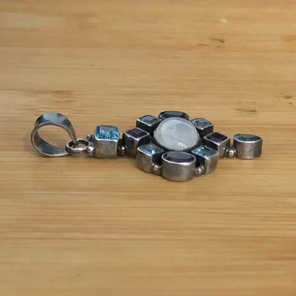 $62 Designer Estate Pendant Dark Sterling Silver Marked SI 925 - Picture 4 of 6